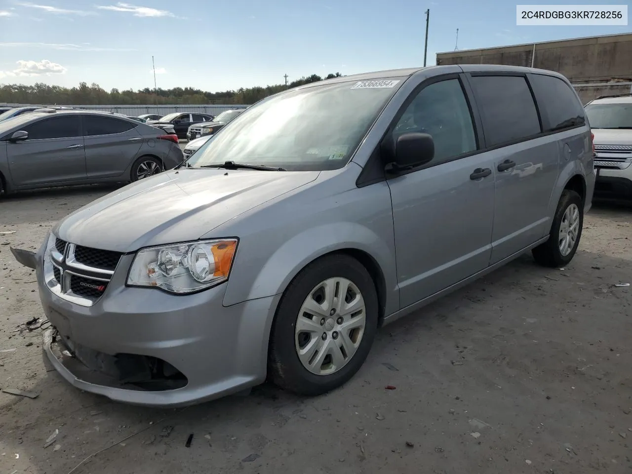 2019 Dodge Grand Caravan Se VIN: 2C4RDGBG3KR728256 Lot: 75366954