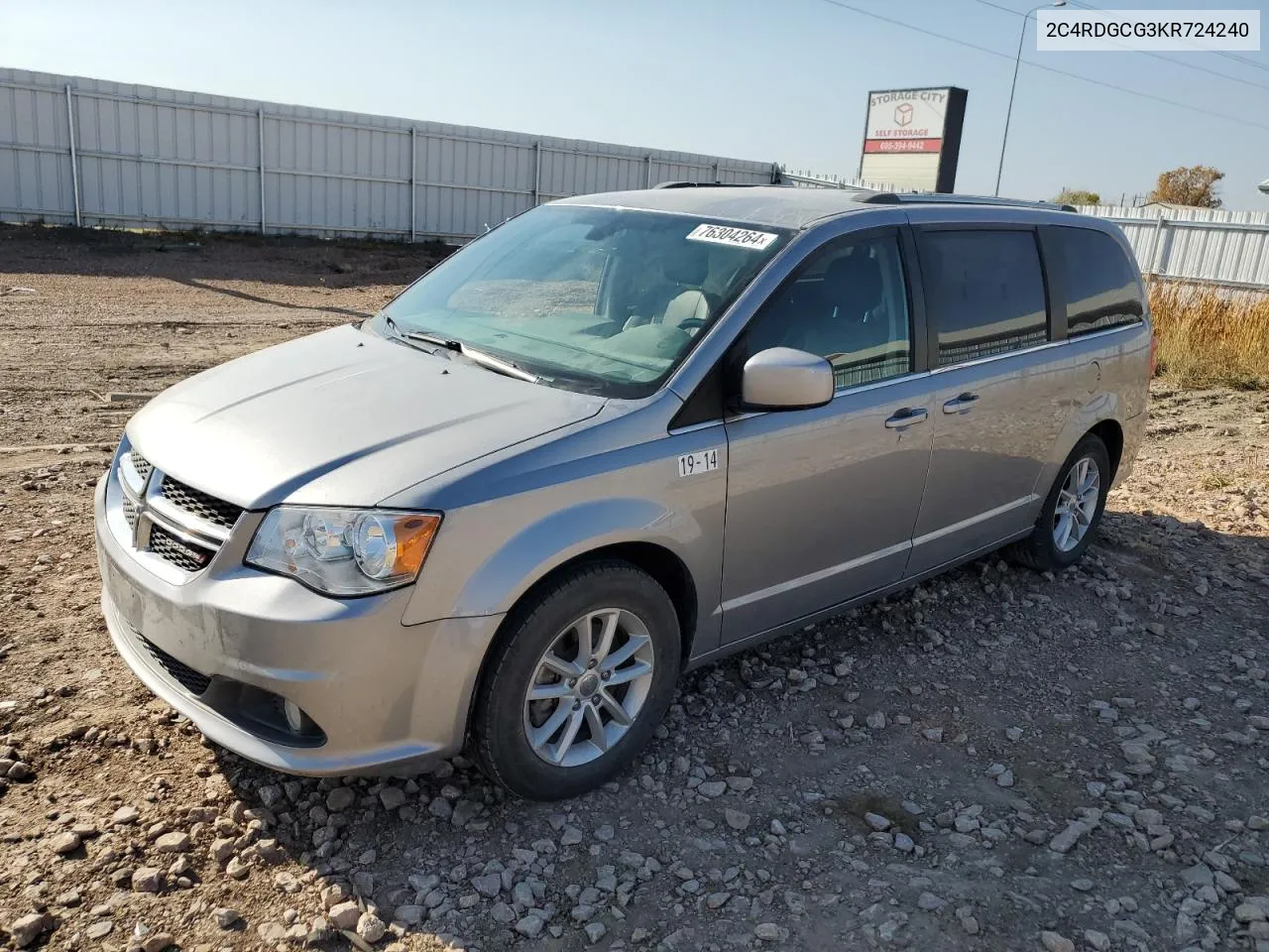 2019 Dodge Grand Caravan Sxt VIN: 2C4RDGCG3KR724240 Lot: 76304264