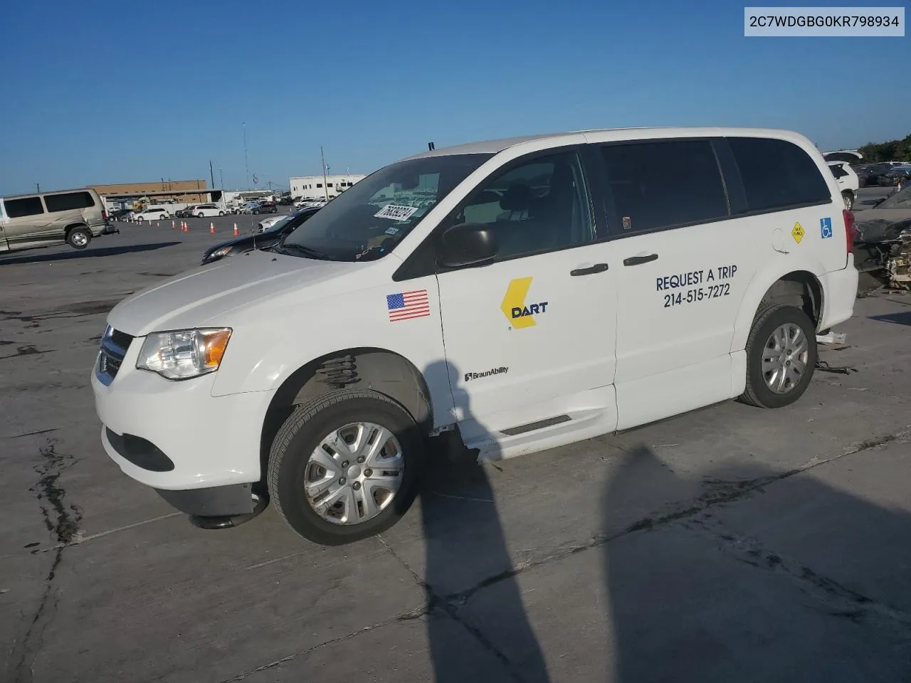 2019 Dodge Grand Caravan Se VIN: 2C7WDGBG0KR798934 Lot: 76839224