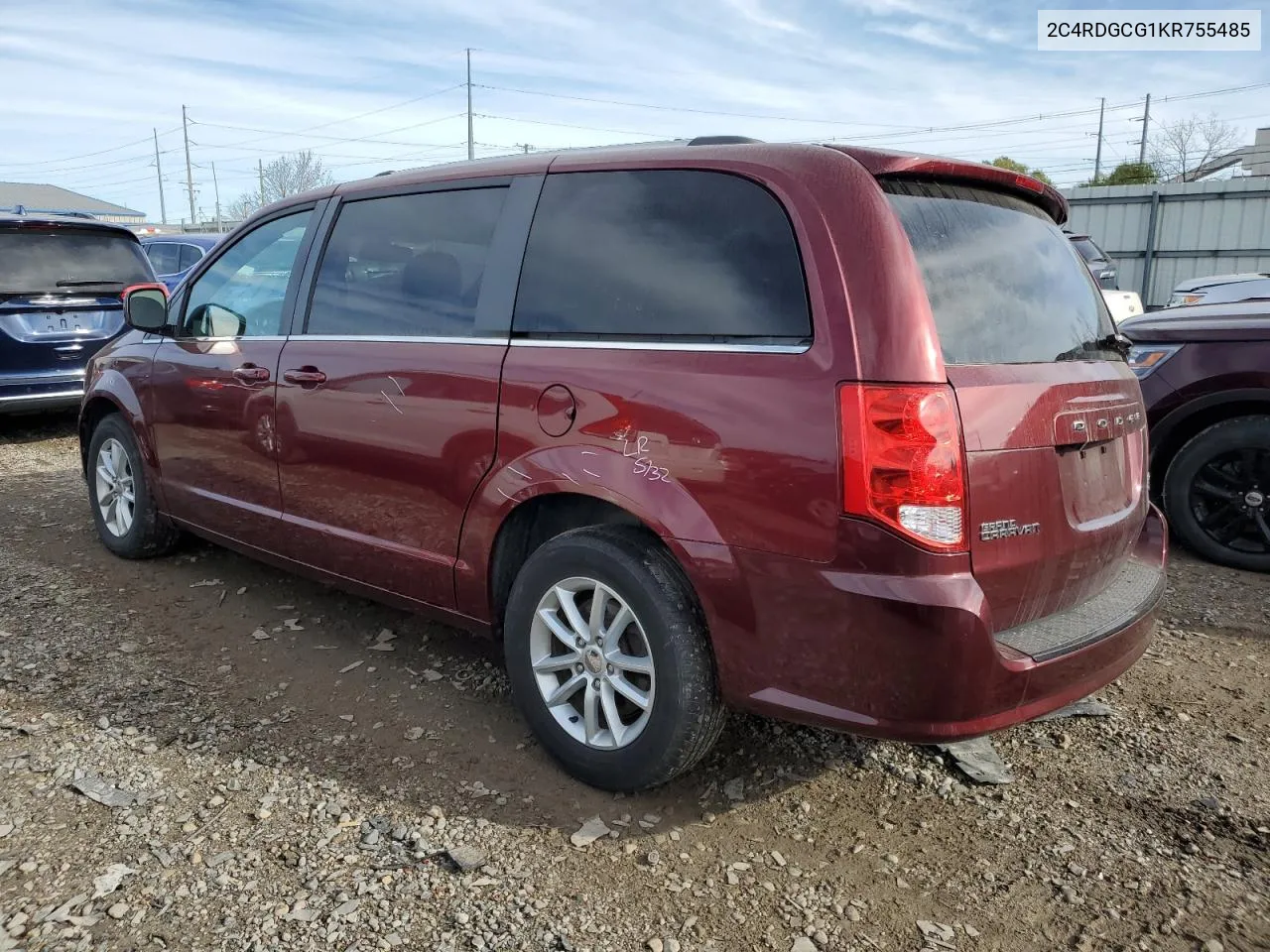 2019 Dodge Grand Caravan Sxt VIN: 2C4RDGCG1KR755485 Lot: 77607464