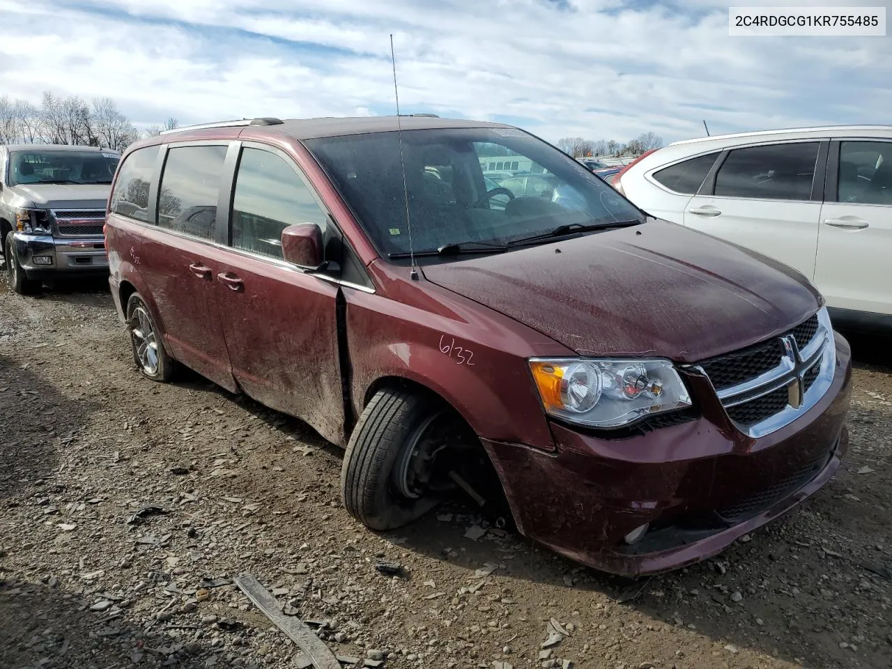 2019 Dodge Grand Caravan Sxt VIN: 2C4RDGCG1KR755485 Lot: 77607464