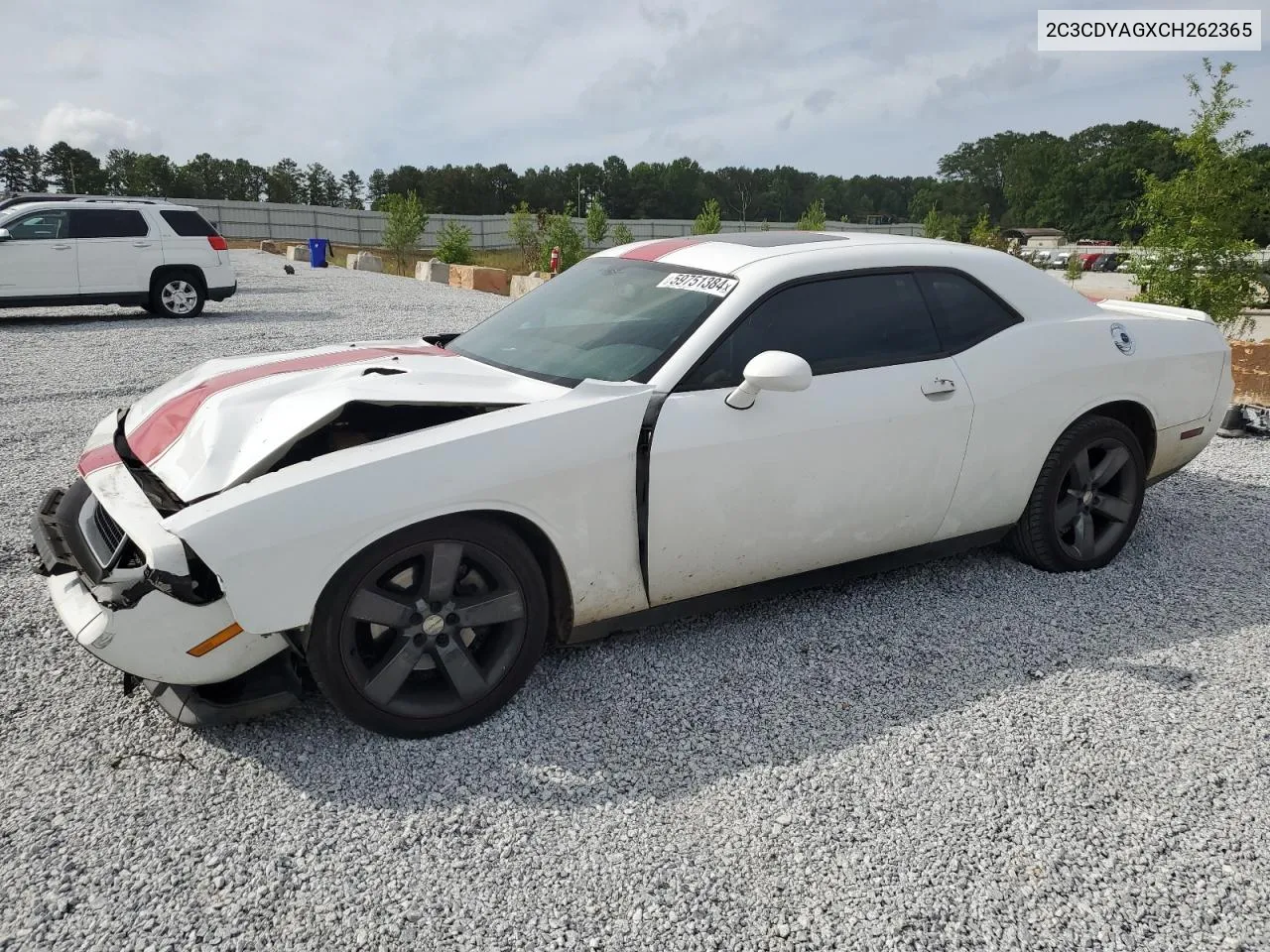 2C3CDYAGXCH262365 2012 Dodge Challenger Sxt