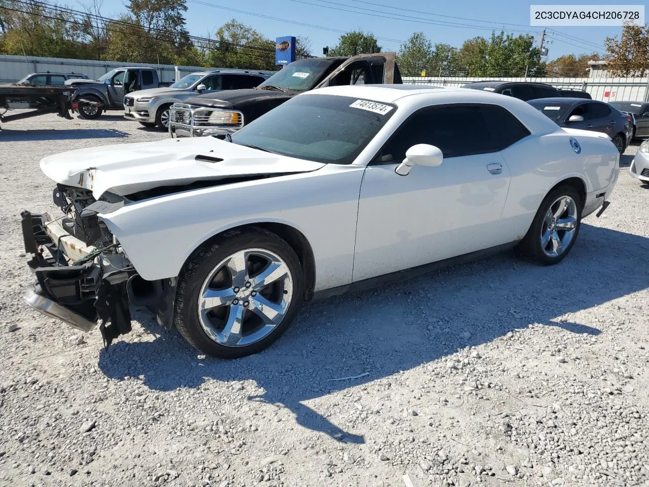 2012 Dodge Challenger Sxt VIN: 2C3CDYAG4CH206728 Lot: 74813574