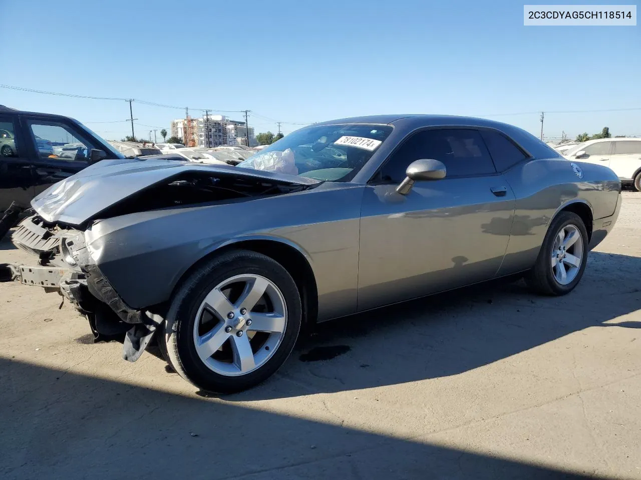 2012 Dodge Challenger Sxt VIN: 2C3CDYAG5CH118514 Lot: 78102174