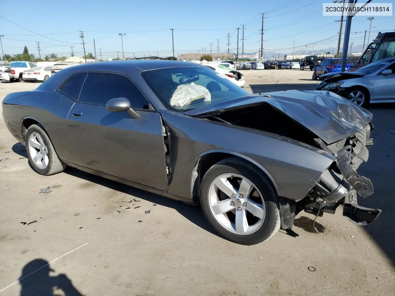 2012 Dodge Challenger Sxt VIN: 2C3CDYAG5CH118514 Lot: 78102174