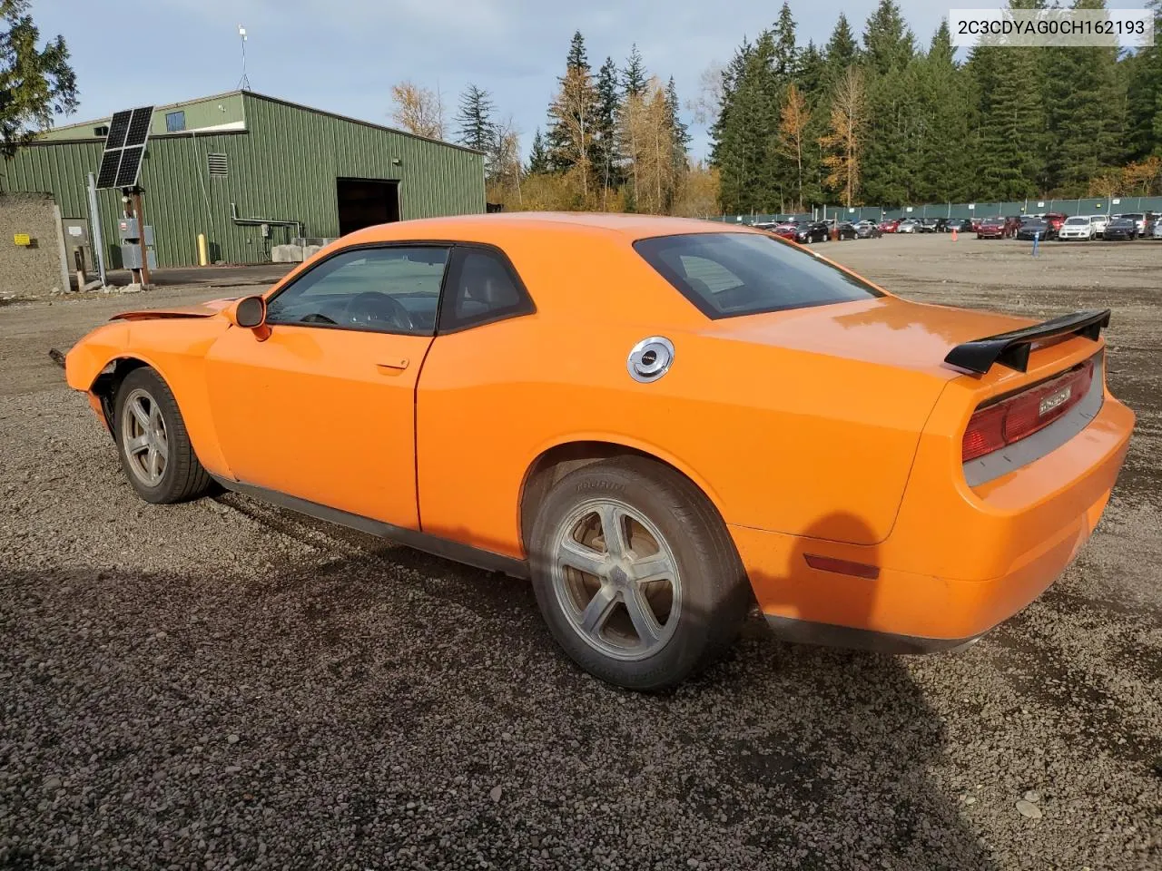 2012 Dodge Challenger Sxt VIN: 2C3CDYAG0CH162193 Lot: 80098064