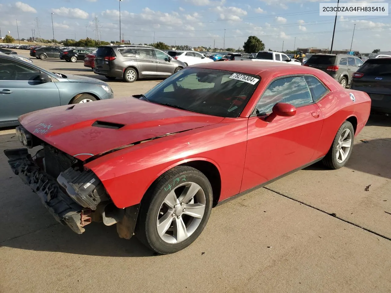 2015 Dodge Challenger Sxt VIN: 2C3CDZAG4FH835416 Lot: 78276304