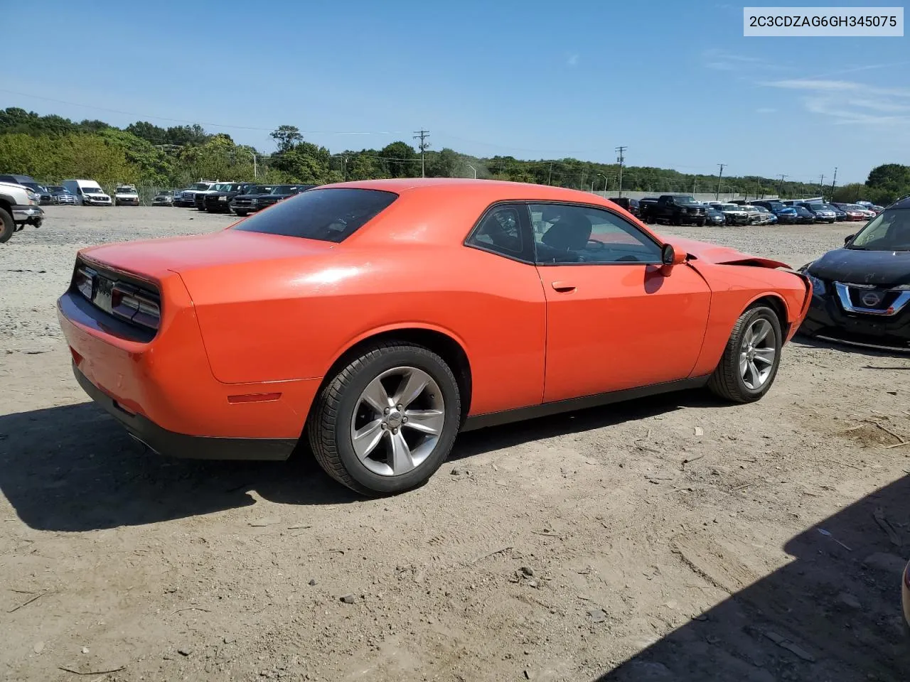 2016 Dodge Challenger Sxt VIN: 2C3CDZAG6GH345075 Lot: 69573144