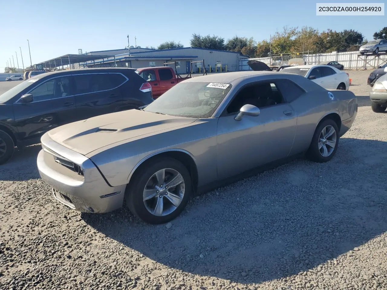 2016 Dodge Challenger Sxt VIN: 2C3CDZAG0GH254920 Lot: 74497254