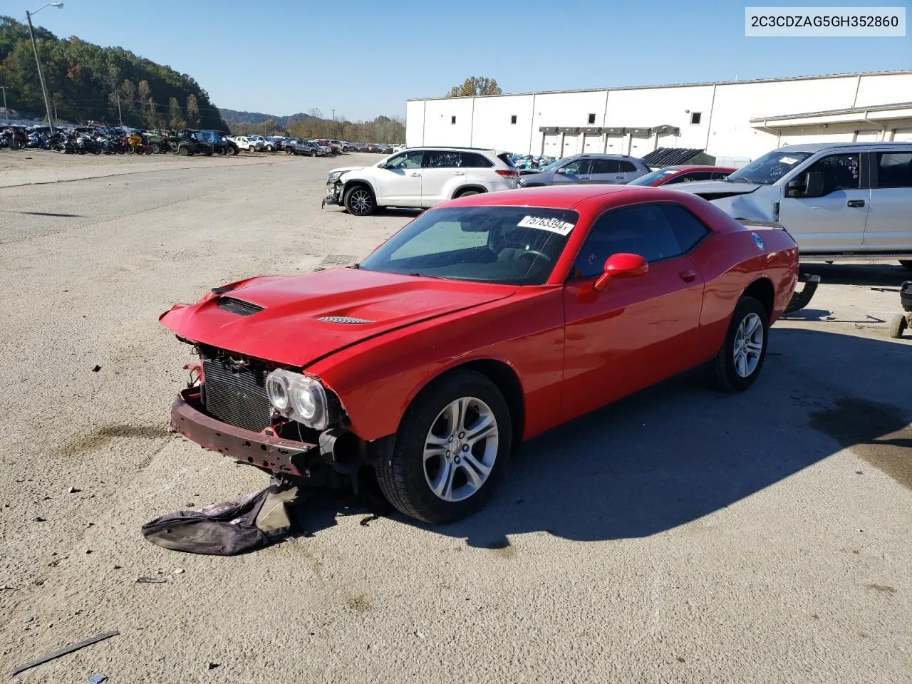 2016 Dodge Challenger Sxt VIN: 2C3CDZAG5GH352860 Lot: 75763394