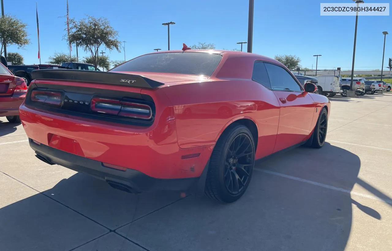 2016 Dodge Challenger Srt Hellcat VIN: 2C3CDZC98GH344427 Lot: 81135284