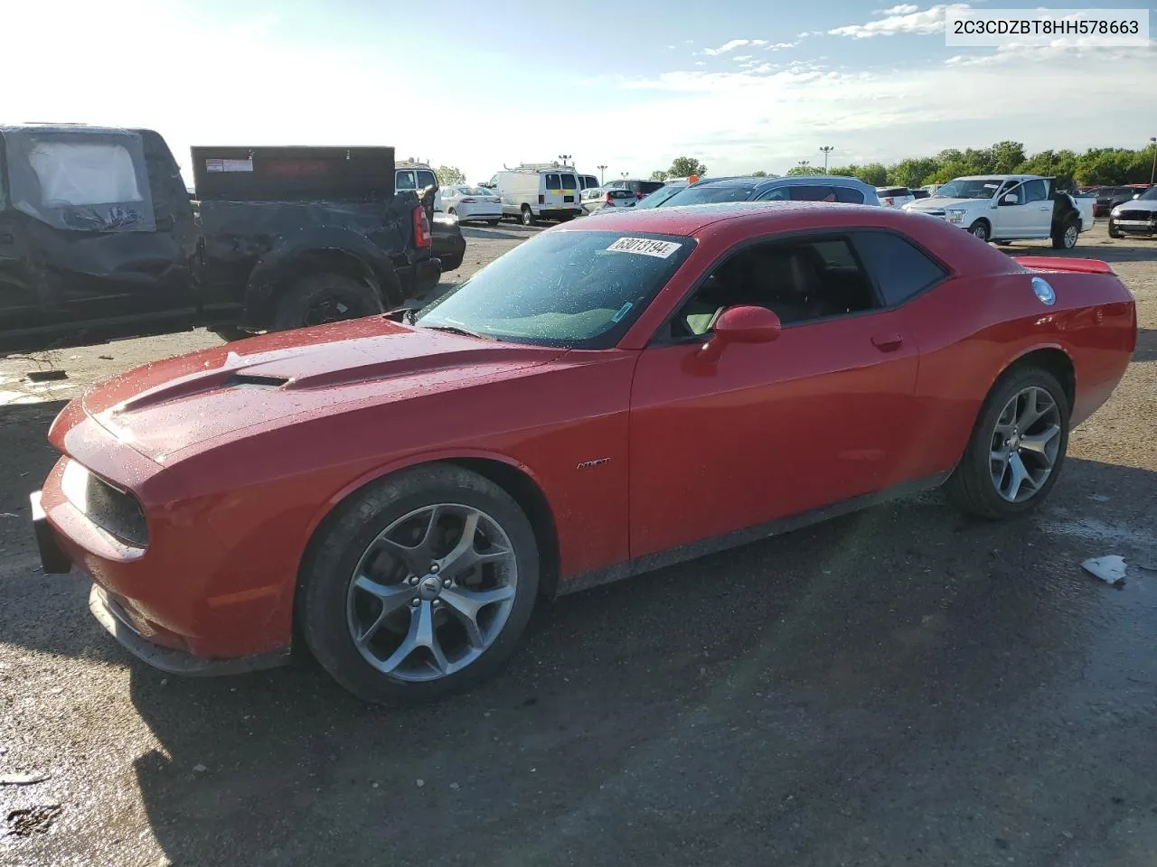 2017 Dodge Challenger R/T VIN: 2C3CDZBT8HH578663 Lot: 63013194