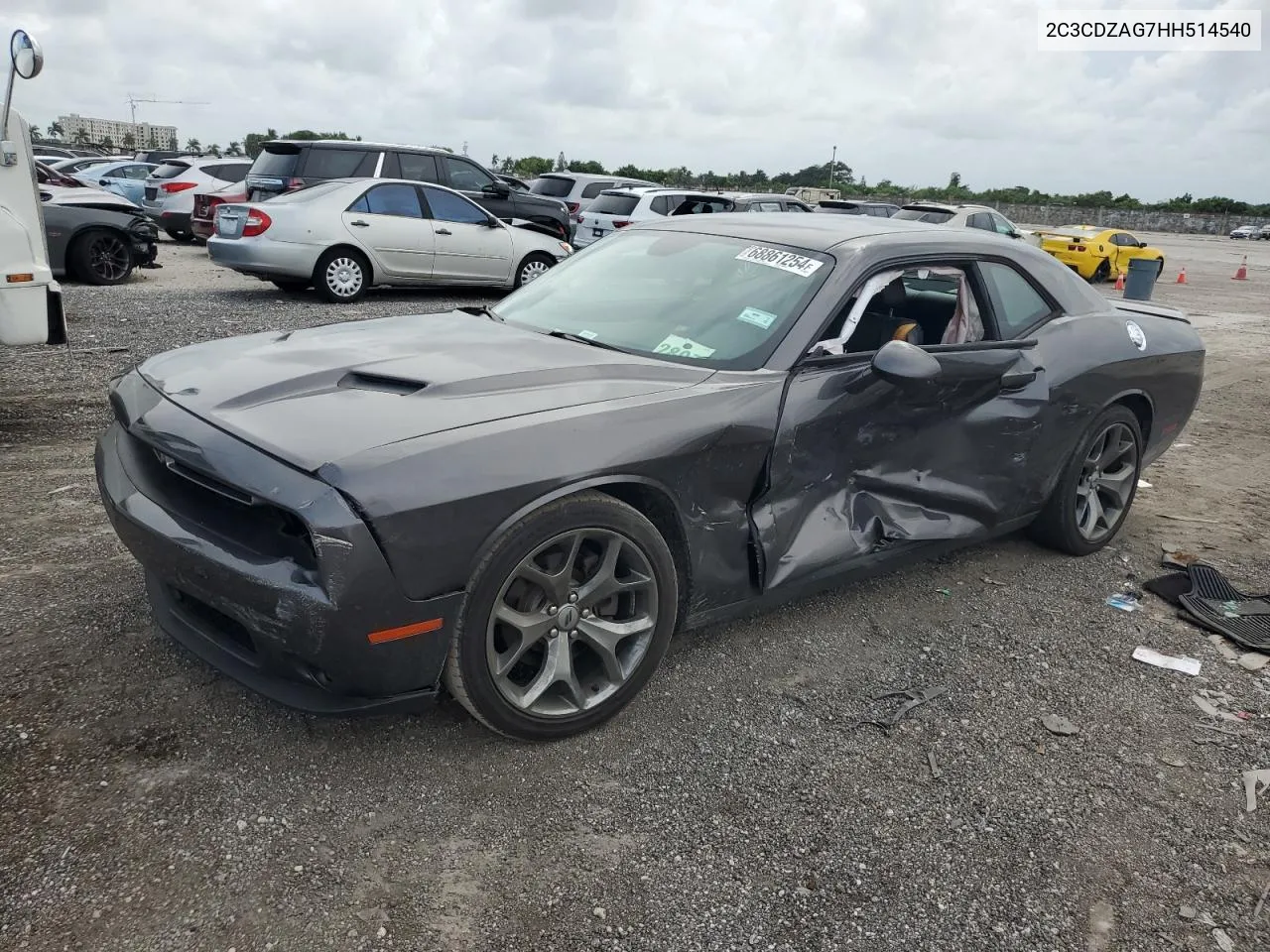 2017 Dodge Challenger Sxt VIN: 2C3CDZAG7HH514540 Lot: 68861254