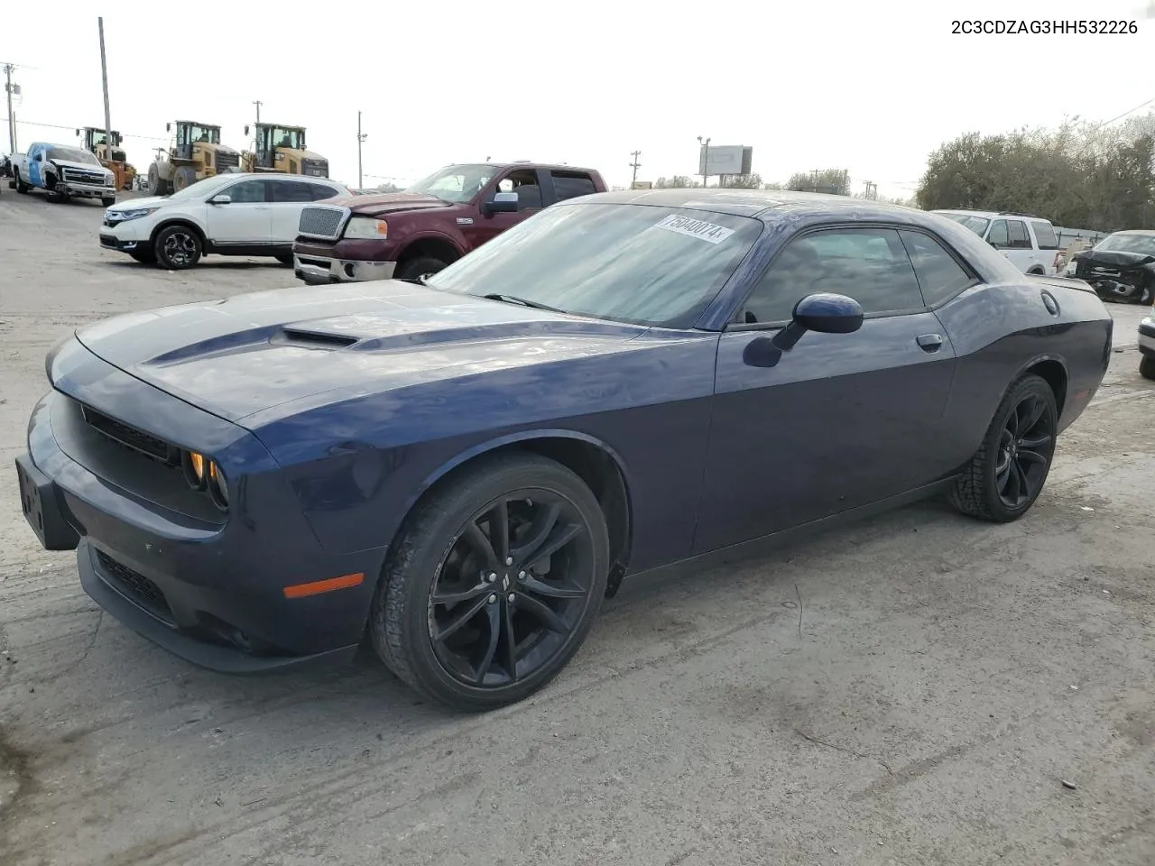 2017 Dodge Challenger Sxt VIN: 2C3CDZAG3HH532226 Lot: 75040074