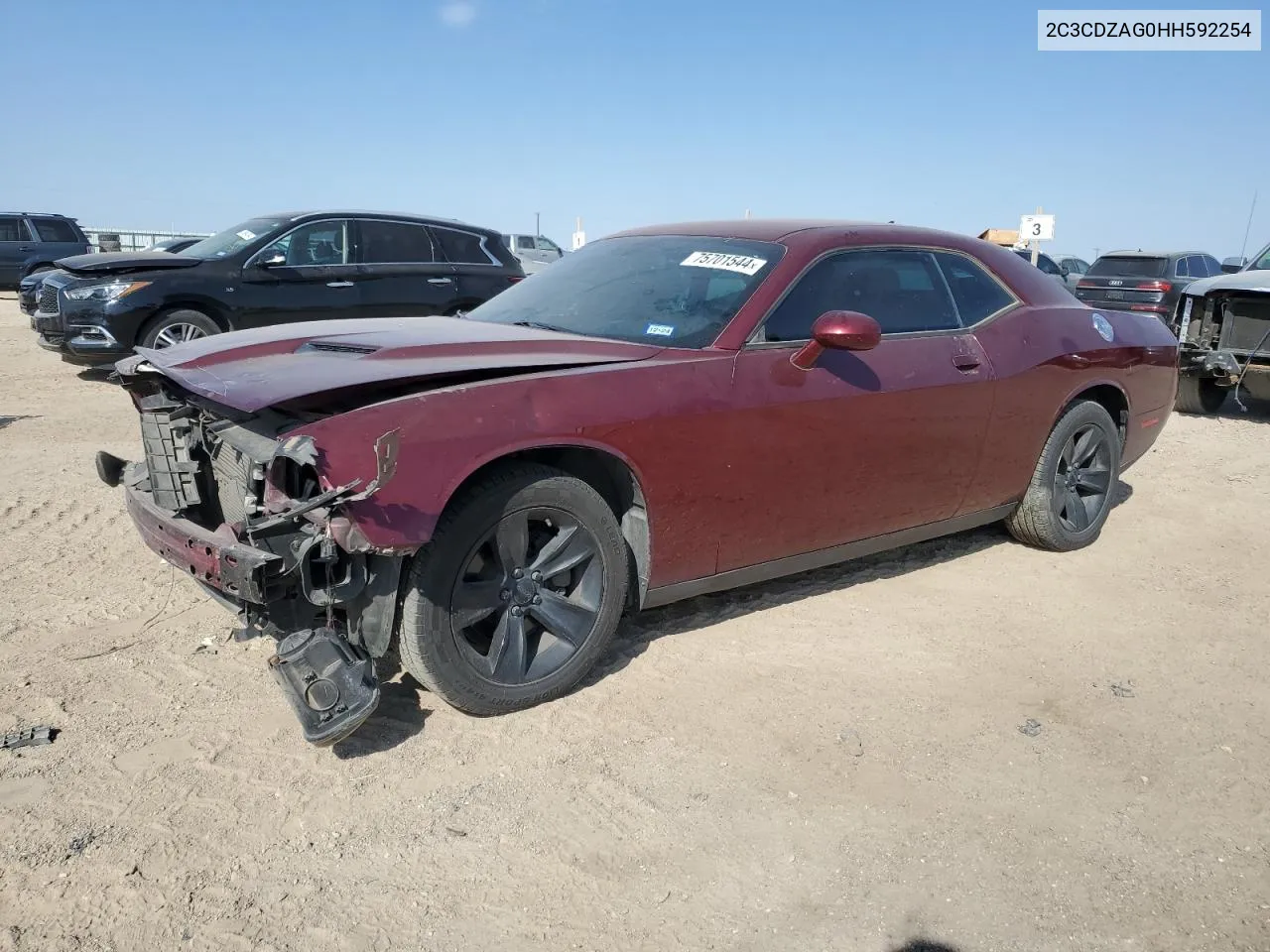 2017 Dodge Challenger Sxt VIN: 2C3CDZAG0HH592254 Lot: 75701544