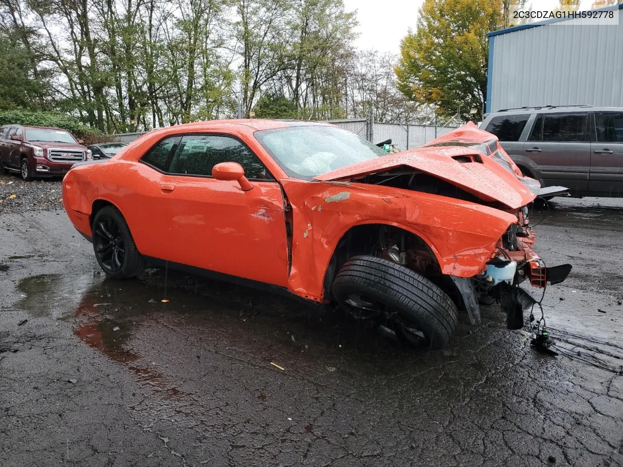 2017 Dodge Challenger Sxt VIN: 2C3CDZAG1HH592778 Lot: 78408854