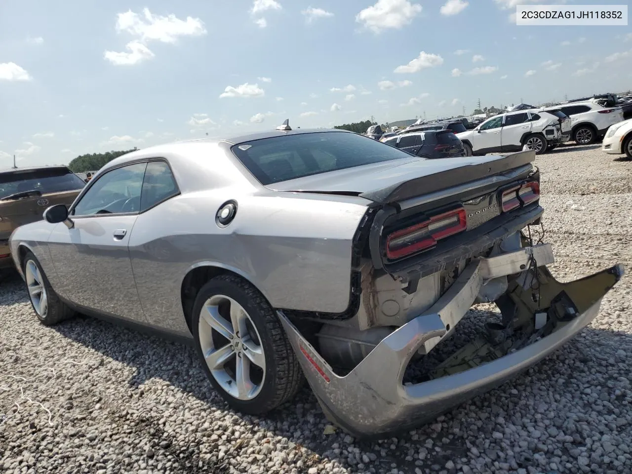 2018 Dodge Challenger Sxt VIN: 2C3CDZAG1JH118352 Lot: 63186874