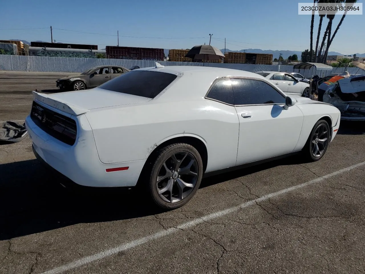 2C3CDZAG3JH305964 2018 Dodge Challenger Sxt