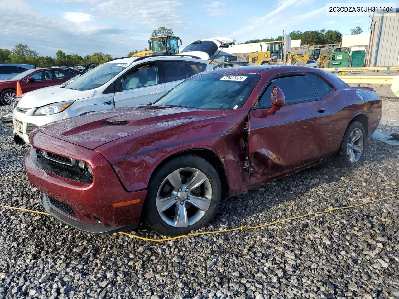 2018 Dodge Challenger Sxt VIN: 2C3CDZAG6JH311404 Lot: 72939234