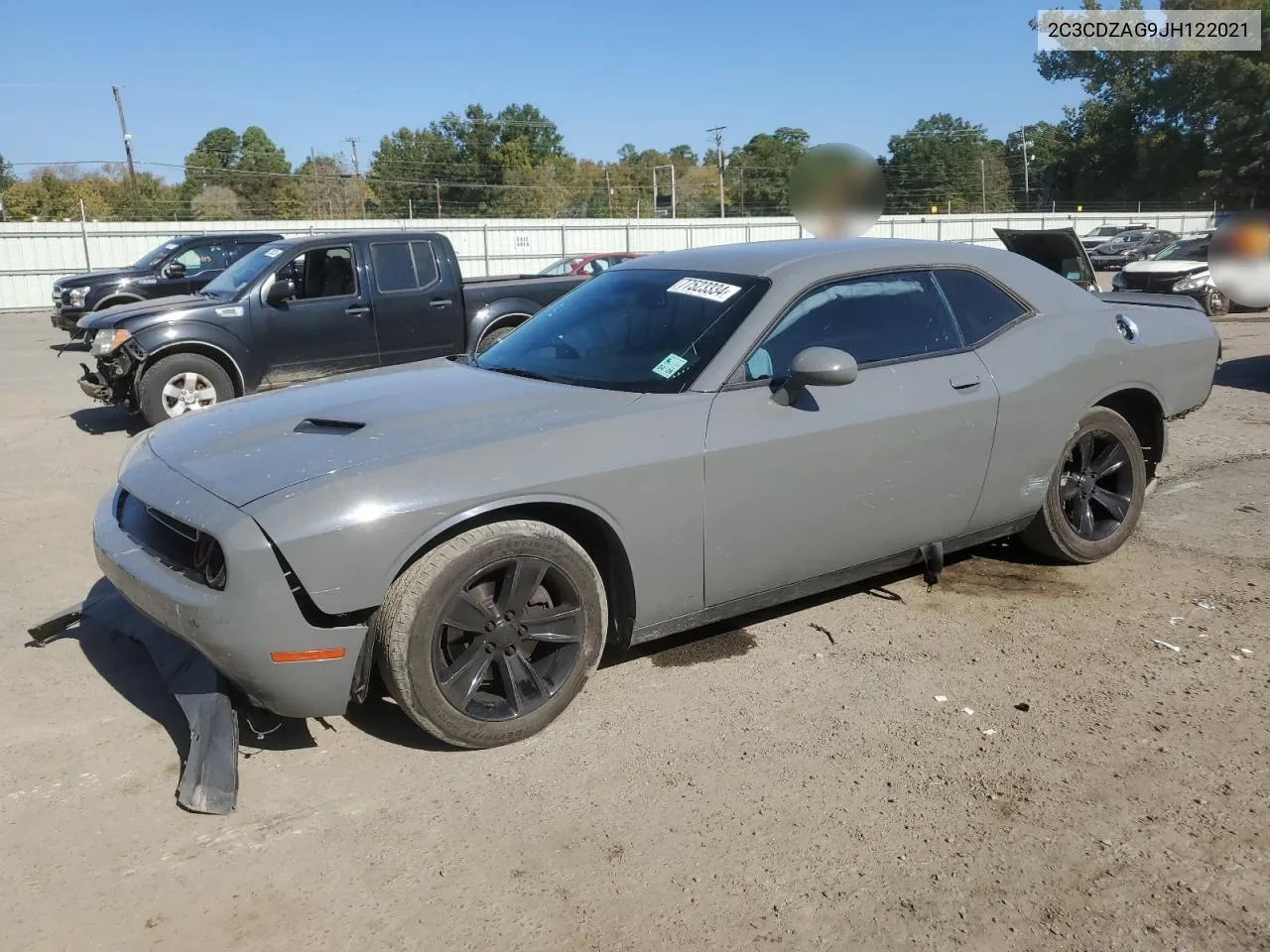 2018 Dodge Challenger Sxt VIN: 2C3CDZAG9JH122021 Lot: 77523334