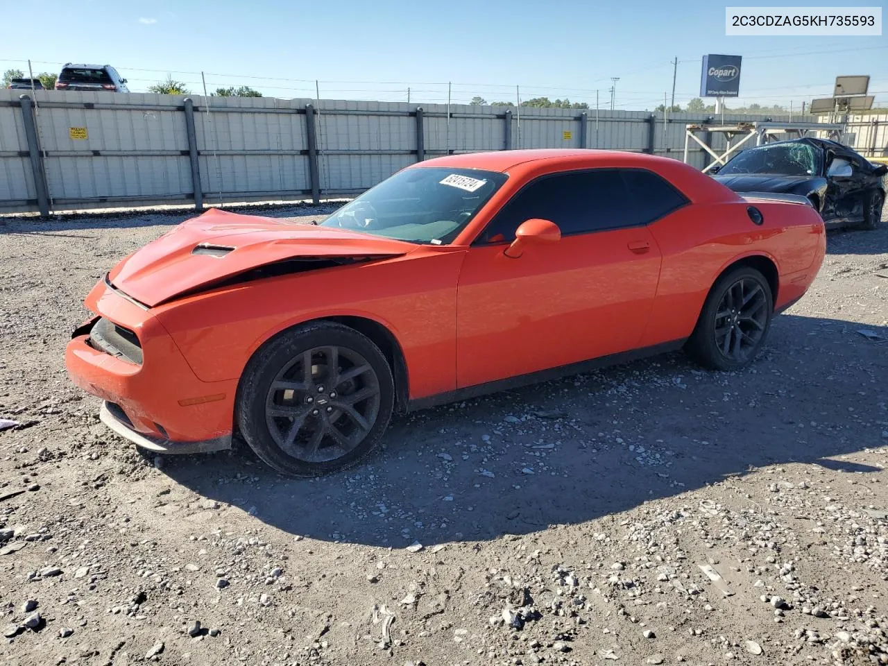 2019 Dodge Challenger Sxt VIN: 2C3CDZAG5KH735593 Lot: 62415724