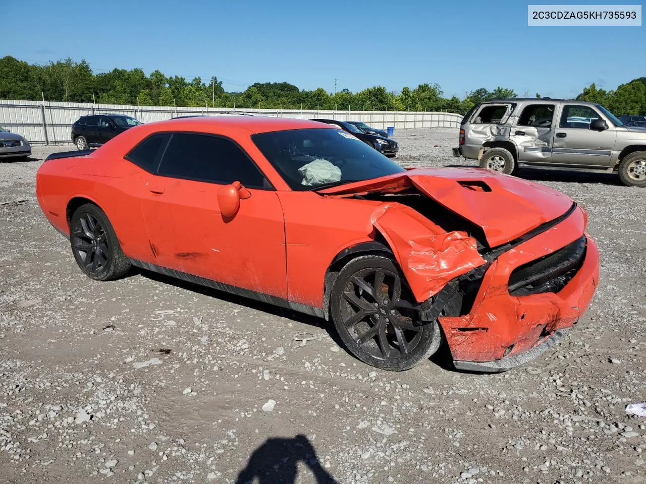 2019 Dodge Challenger Sxt VIN: 2C3CDZAG5KH735593 Lot: 62415724