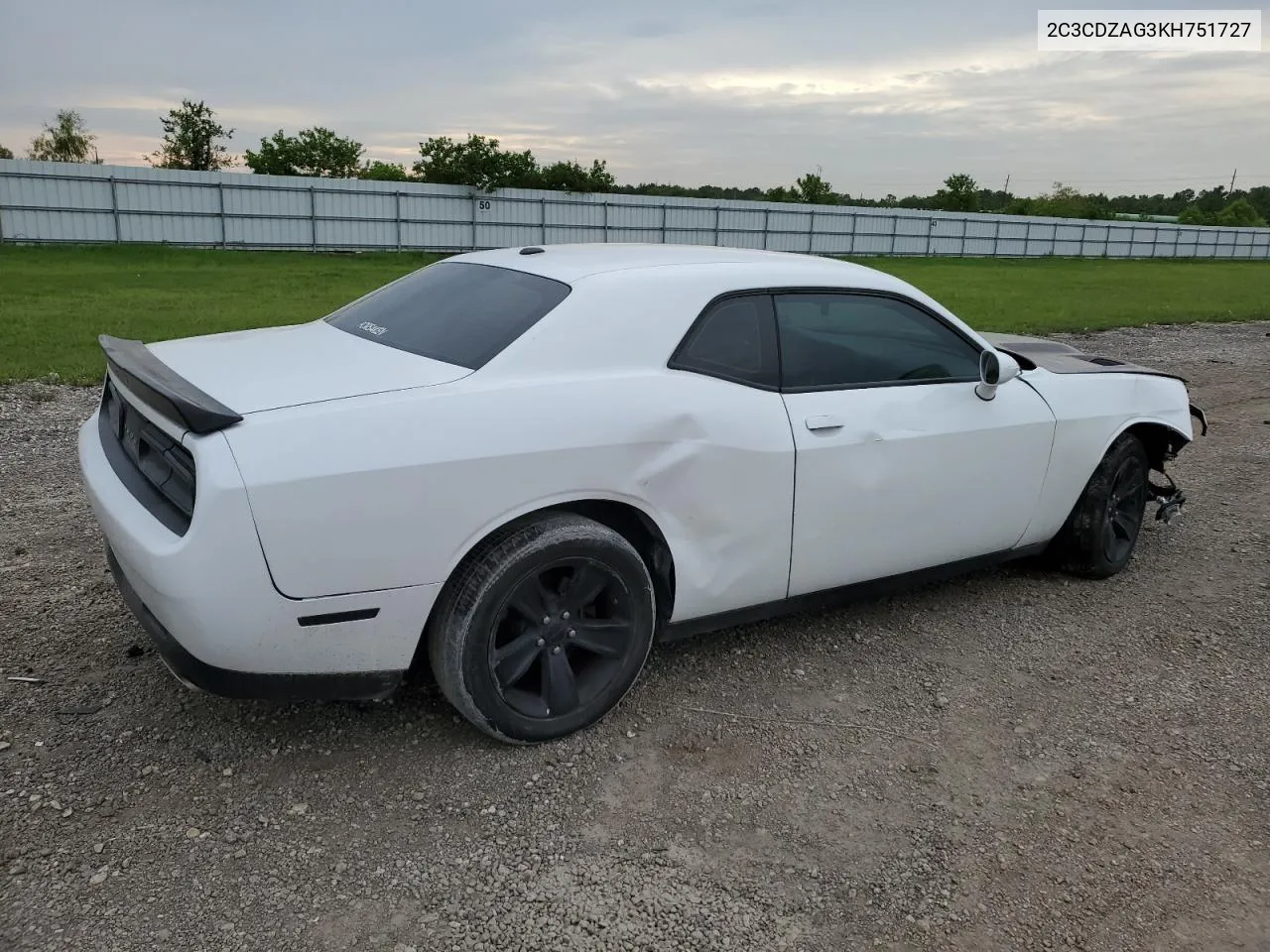 2019 Dodge Challenger Sxt VIN: 2C3CDZAG3KH751727 Lot: 70098414