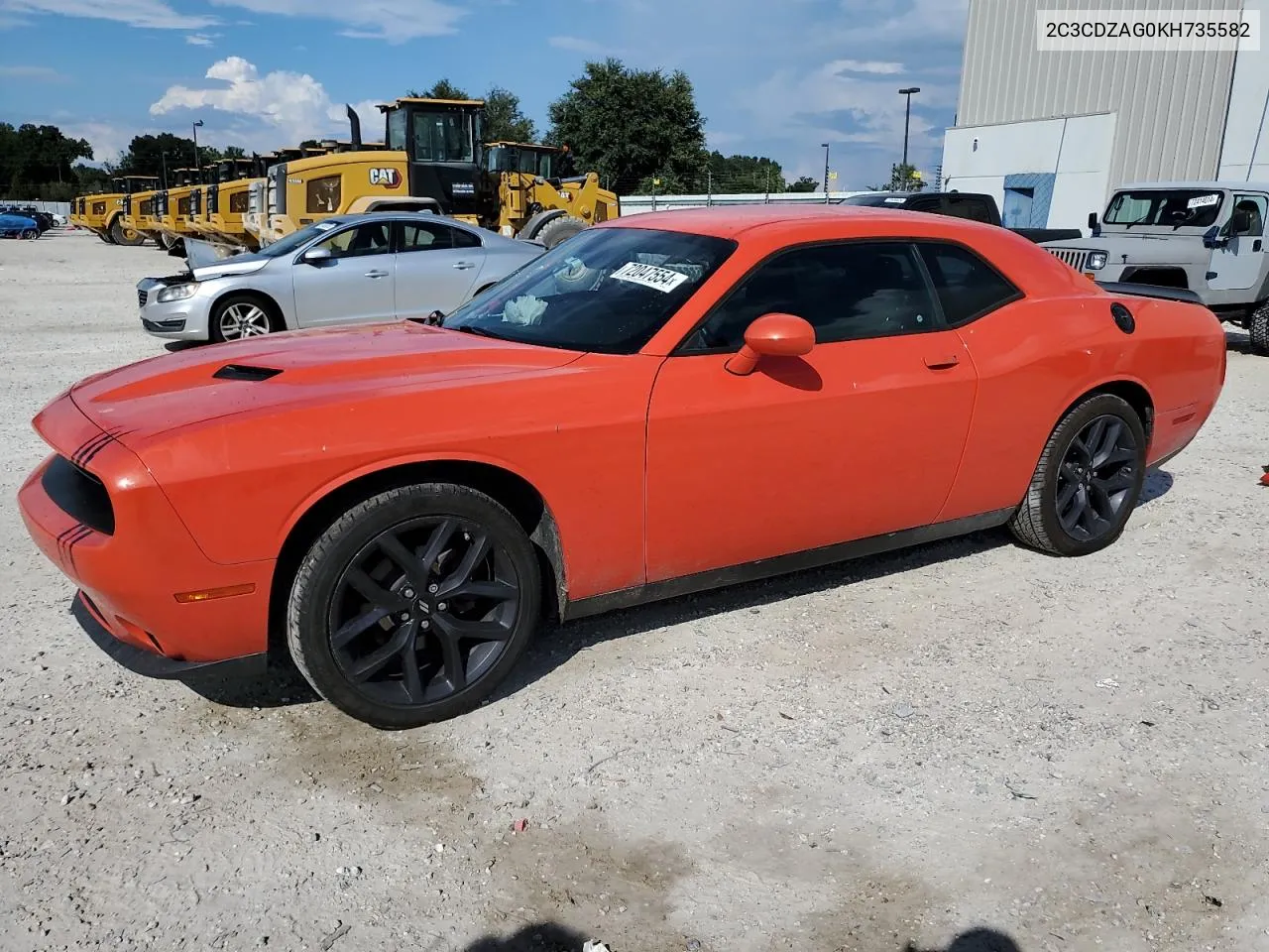 2019 Dodge Challenger Sxt VIN: 2C3CDZAG0KH735582 Lot: 72047554