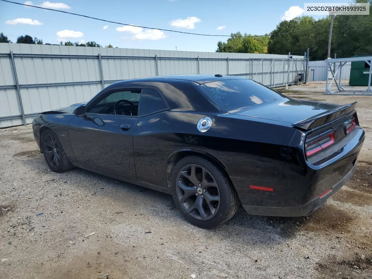 2019 Dodge Challenger R/T VIN: 2C3CDZBT0KH593925 Lot: 72706264