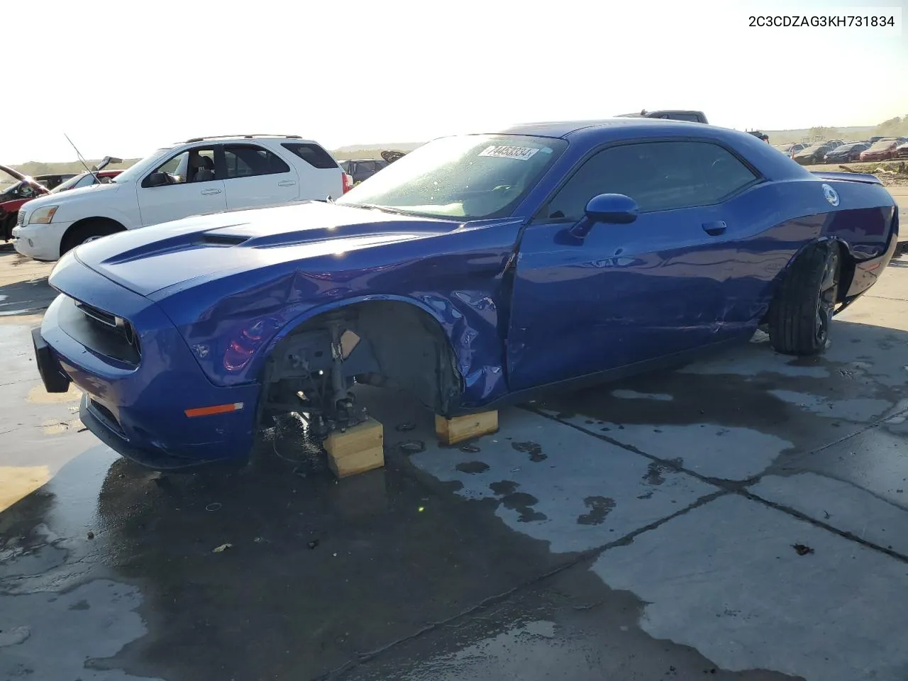 2019 Dodge Challenger Sxt VIN: 2C3CDZAG3KH731834 Lot: 74453334