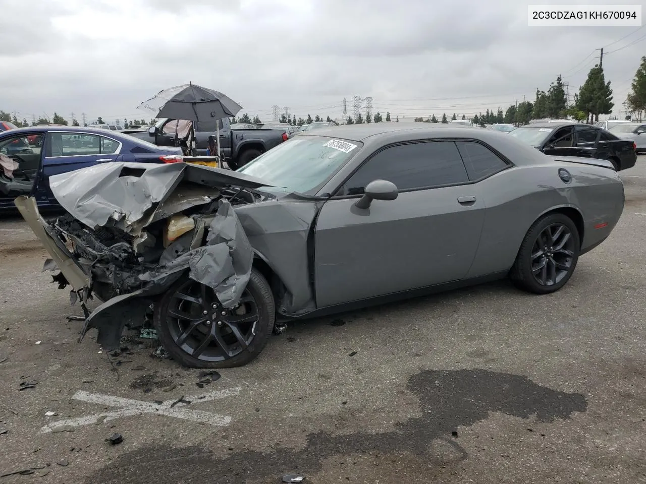 2019 Dodge Challenger Sxt VIN: 2C3CDZAG1KH670094 Lot: 76753804