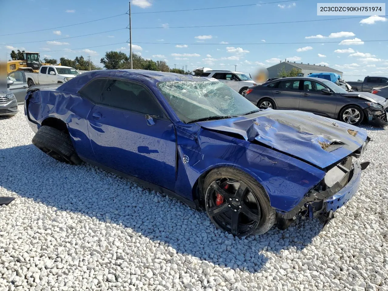 2019 Dodge Challenger Srt Hellcat VIN: 2C3CDZC90KH751974 Lot: 77281144