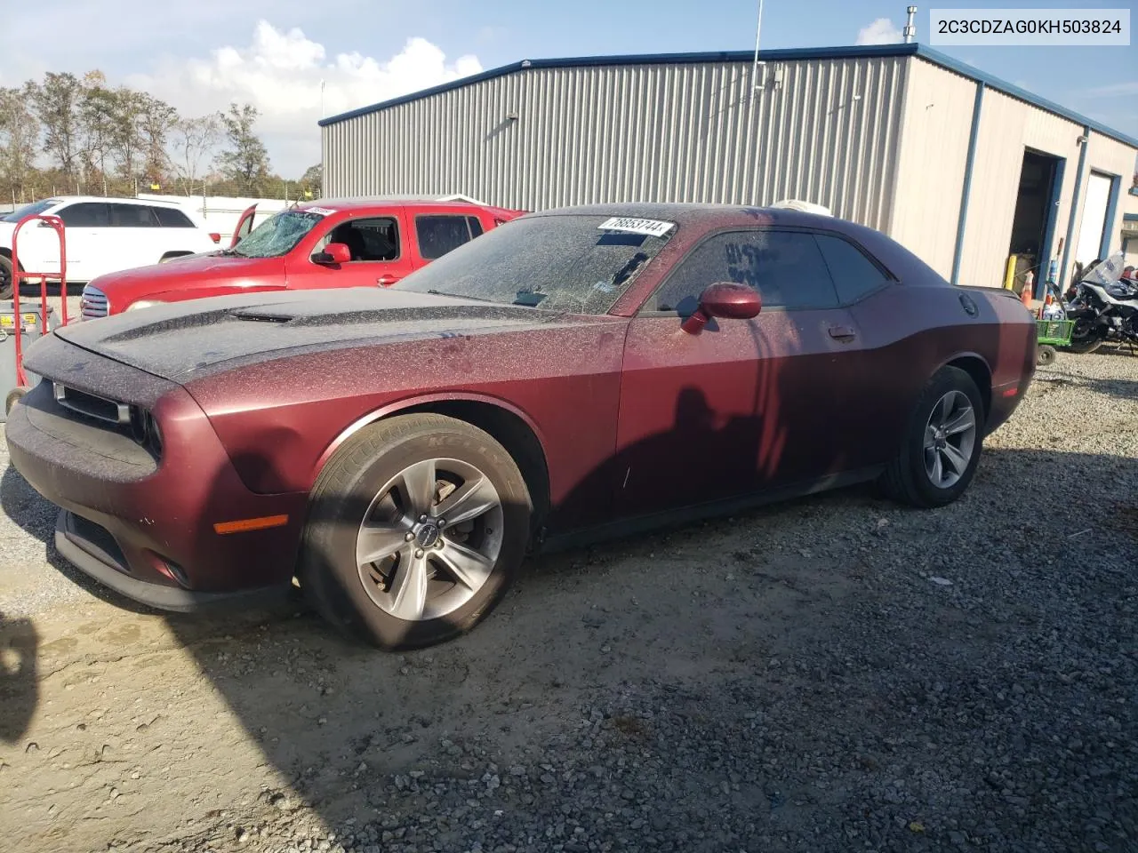 2019 Dodge Challenger Sxt VIN: 2C3CDZAG0KH503824 Lot: 78853744