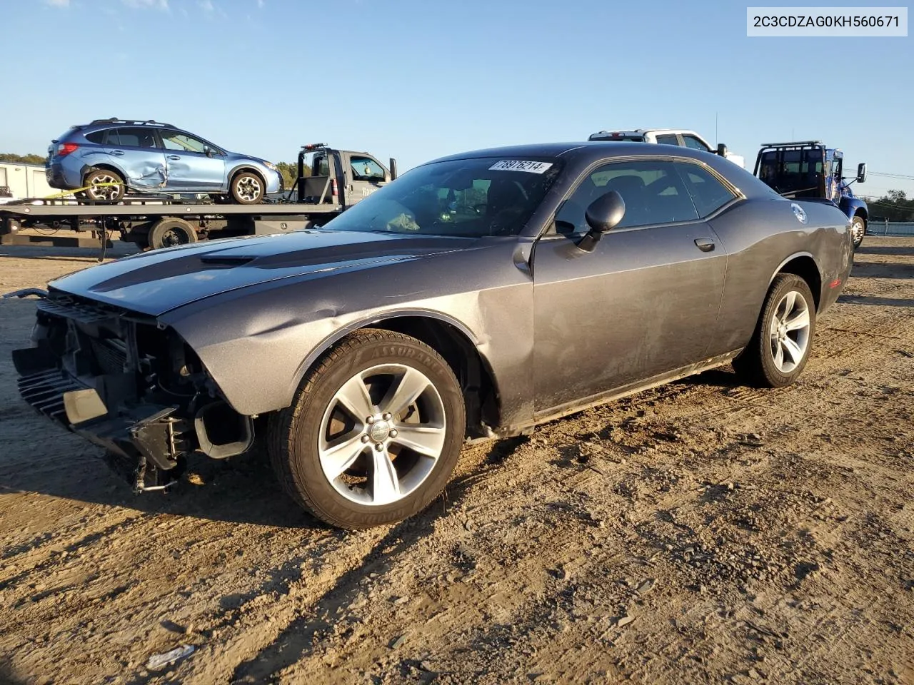 2019 Dodge Challenger Sxt VIN: 2C3CDZAG0KH560671 Lot: 78976214