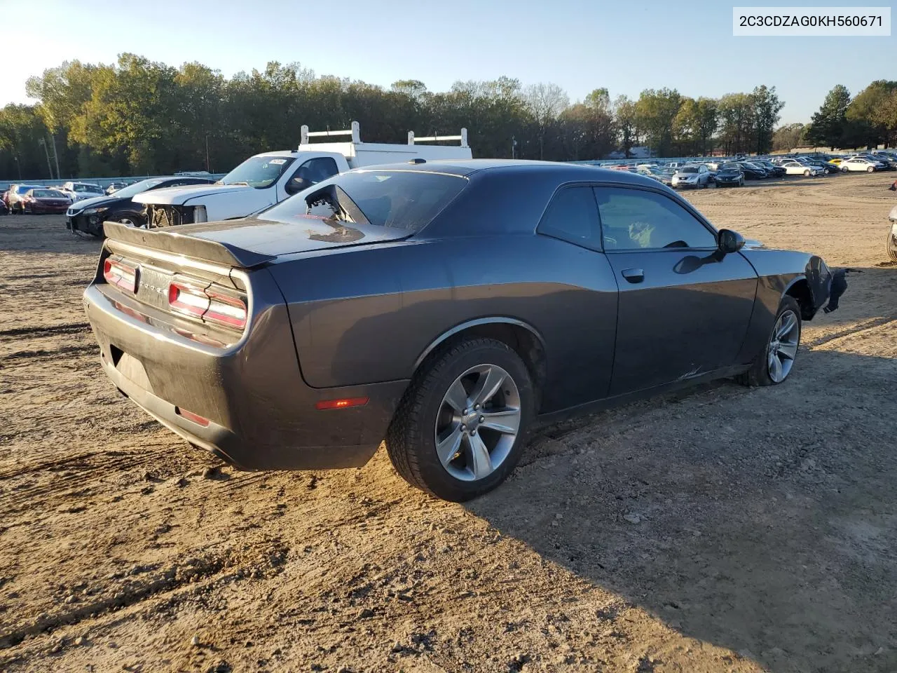 2019 Dodge Challenger Sxt VIN: 2C3CDZAG0KH560671 Lot: 78976214