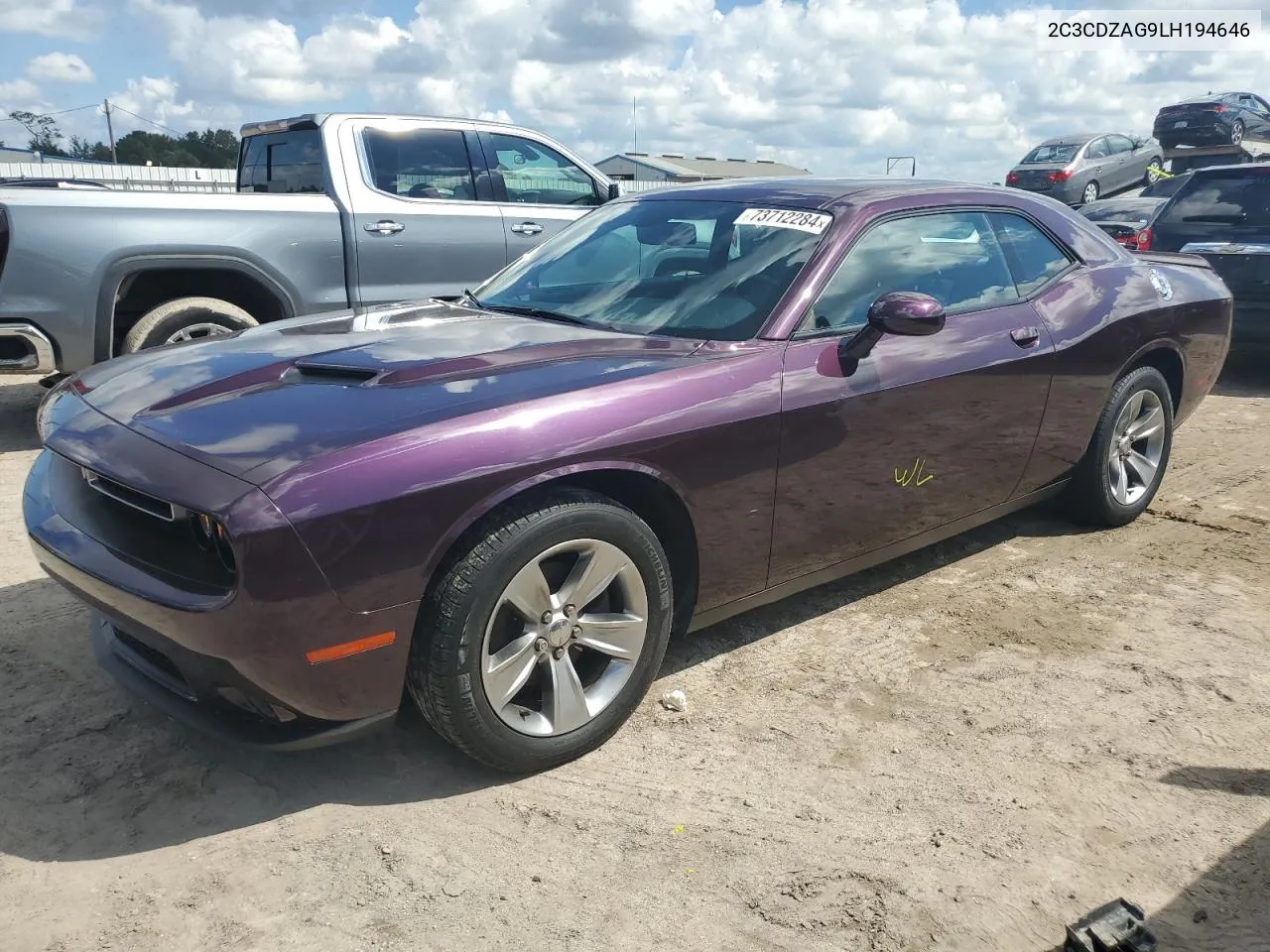 2020 Dodge Challenger Sxt VIN: 2C3CDZAG9LH194646 Lot: 73712284