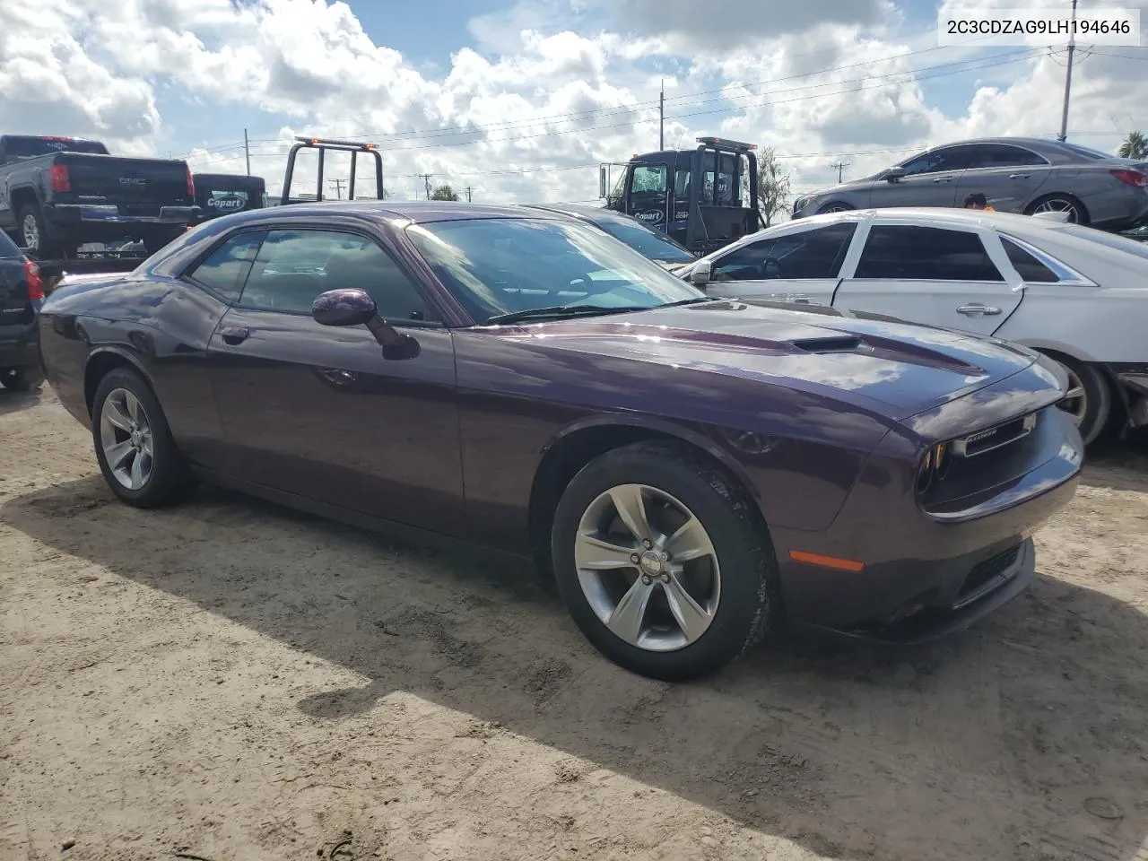 2020 Dodge Challenger Sxt VIN: 2C3CDZAG9LH194646 Lot: 73712284