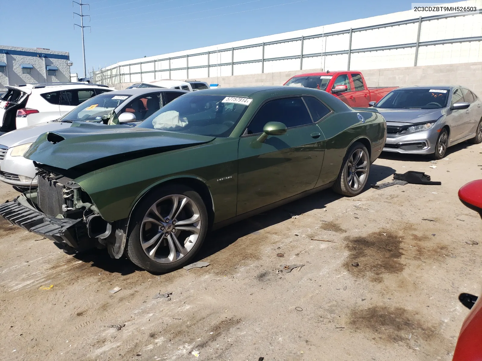 2021 Dodge Challenger R/T VIN: 2C3CDZBT9MH526503 Lot: 57757914