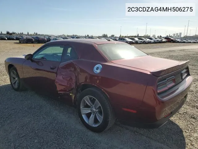 2021 Dodge Challenger Sxt VIN: 2C3CDZAG4MH506275 Lot: 59978294