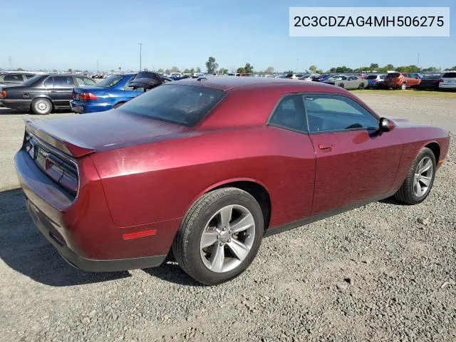 2021 Dodge Challenger Sxt VIN: 2C3CDZAG4MH506275 Lot: 59978294