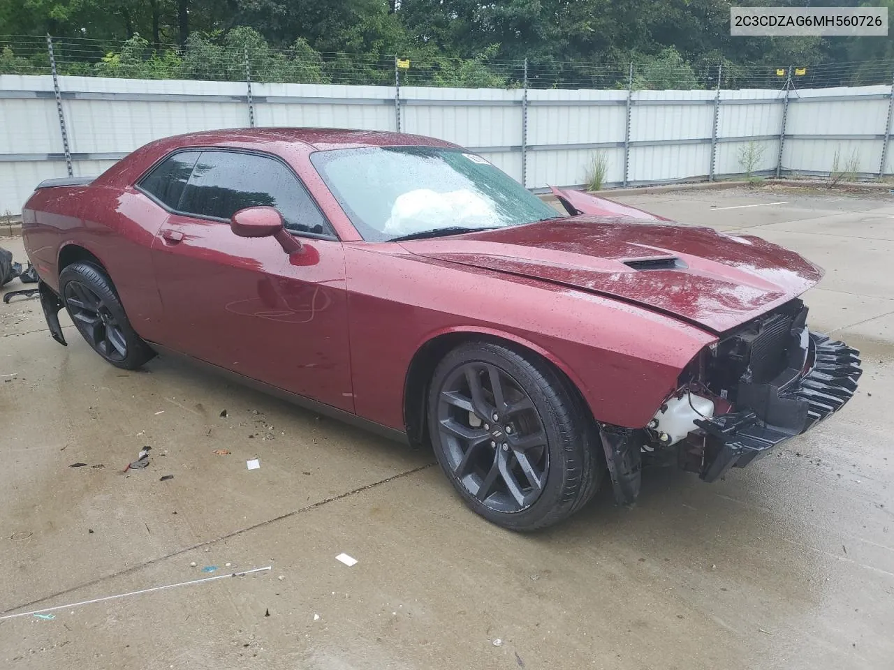 2021 Dodge Challenger Sxt VIN: 2C3CDZAG6MH560726 Lot: 71675704