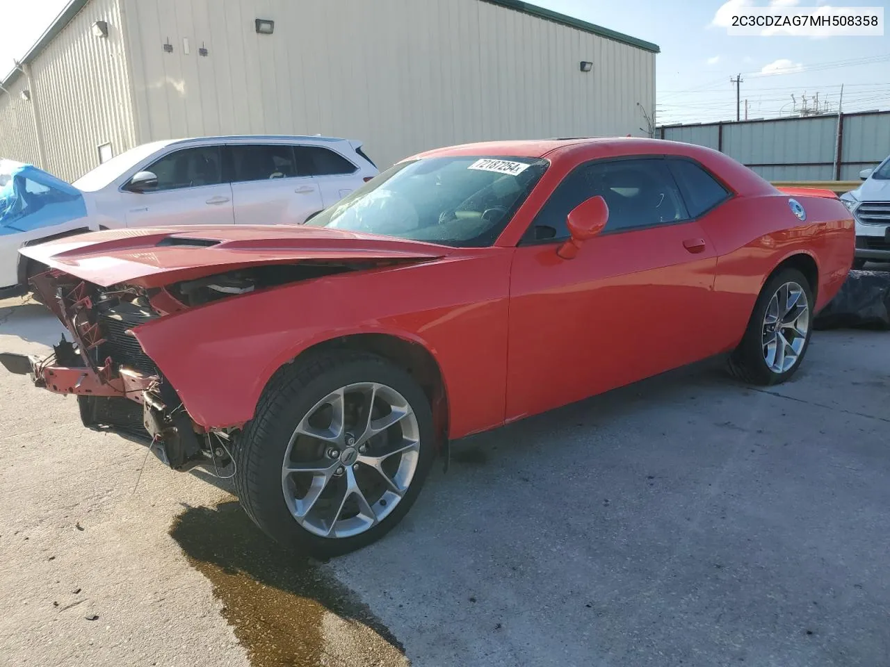 2021 Dodge Challenger Sxt VIN: 2C3CDZAG7MH508358 Lot: 72187254