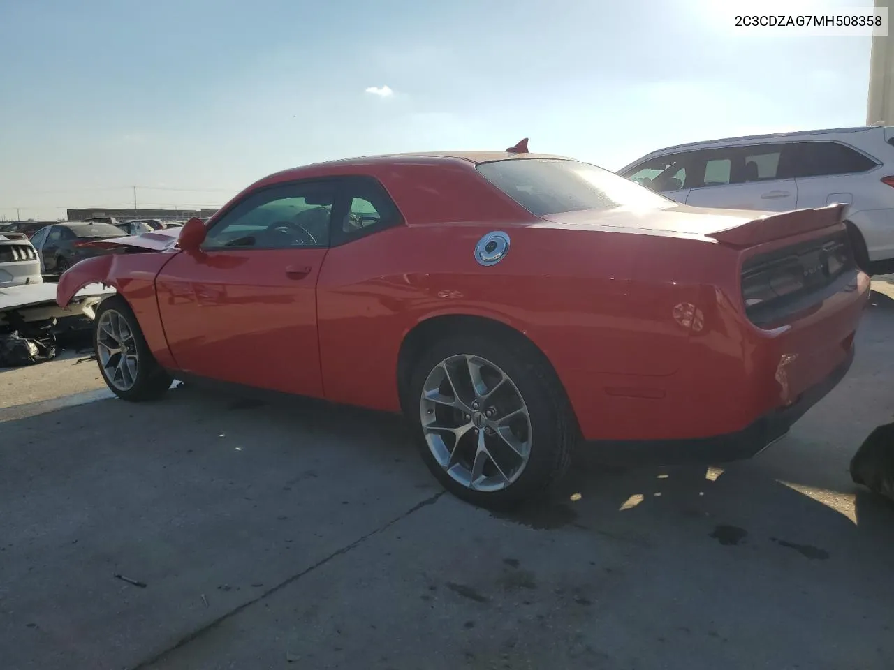 2021 Dodge Challenger Sxt VIN: 2C3CDZAG7MH508358 Lot: 72187254