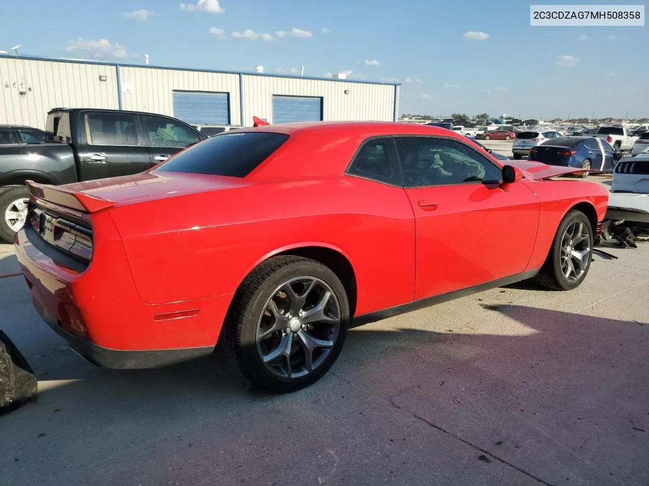 2021 Dodge Challenger Sxt VIN: 2C3CDZAG7MH508358 Lot: 72187254