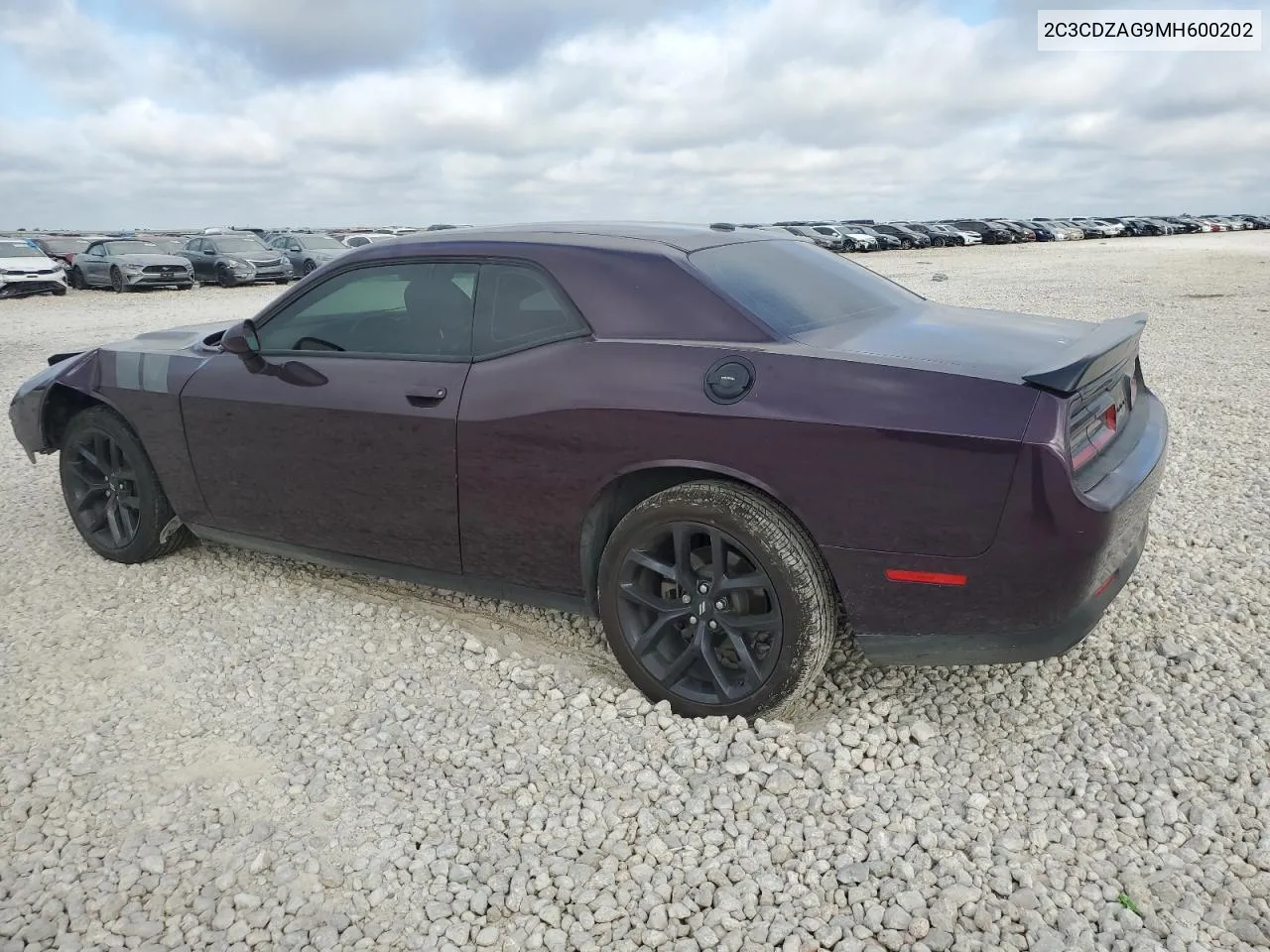 2021 Dodge Challenger Sxt VIN: 2C3CDZAG9MH600202 Lot: 72391284