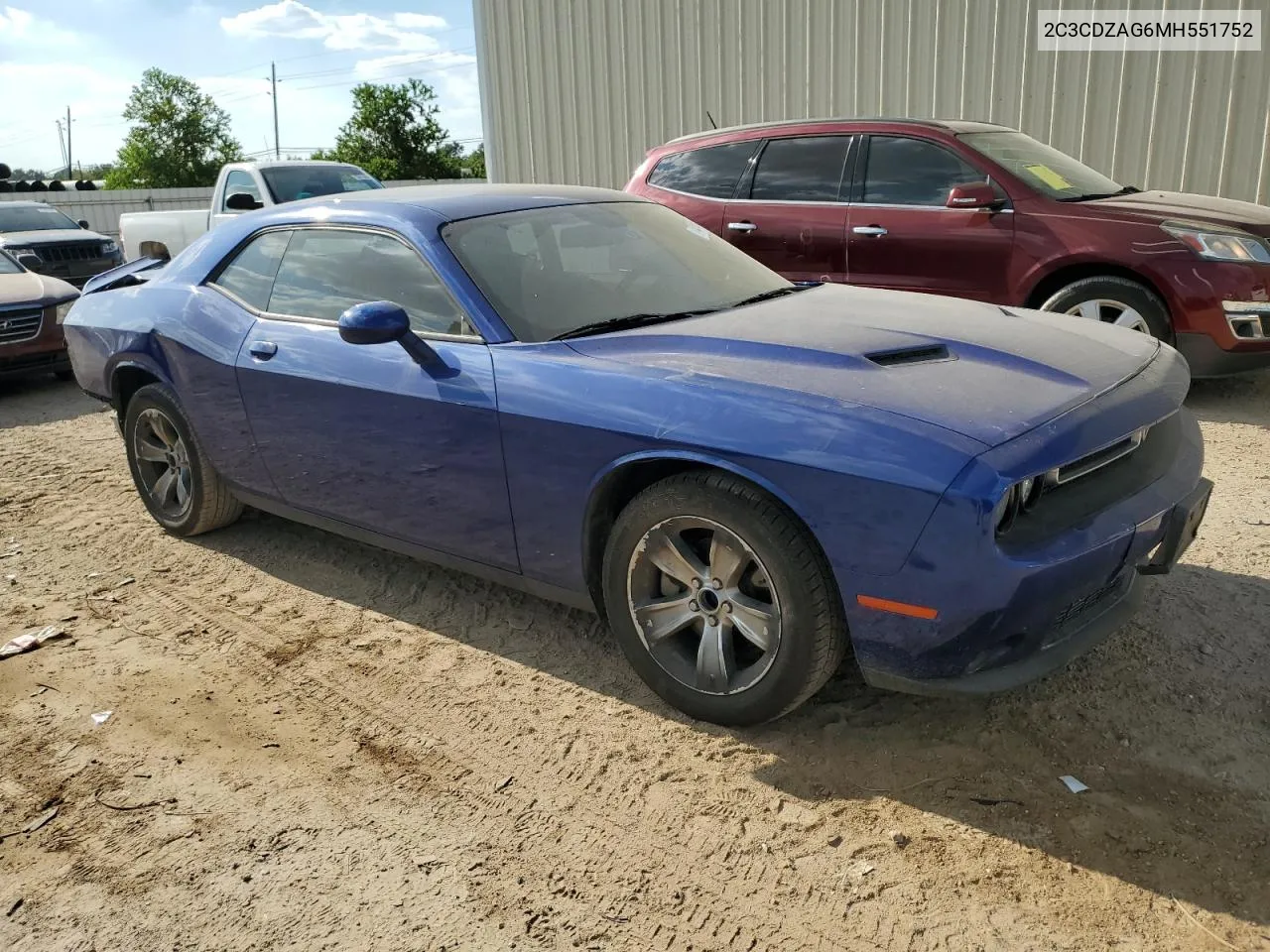 2021 Dodge Challenger Sxt VIN: 2C3CDZAG6MH551752 Lot: 73206544