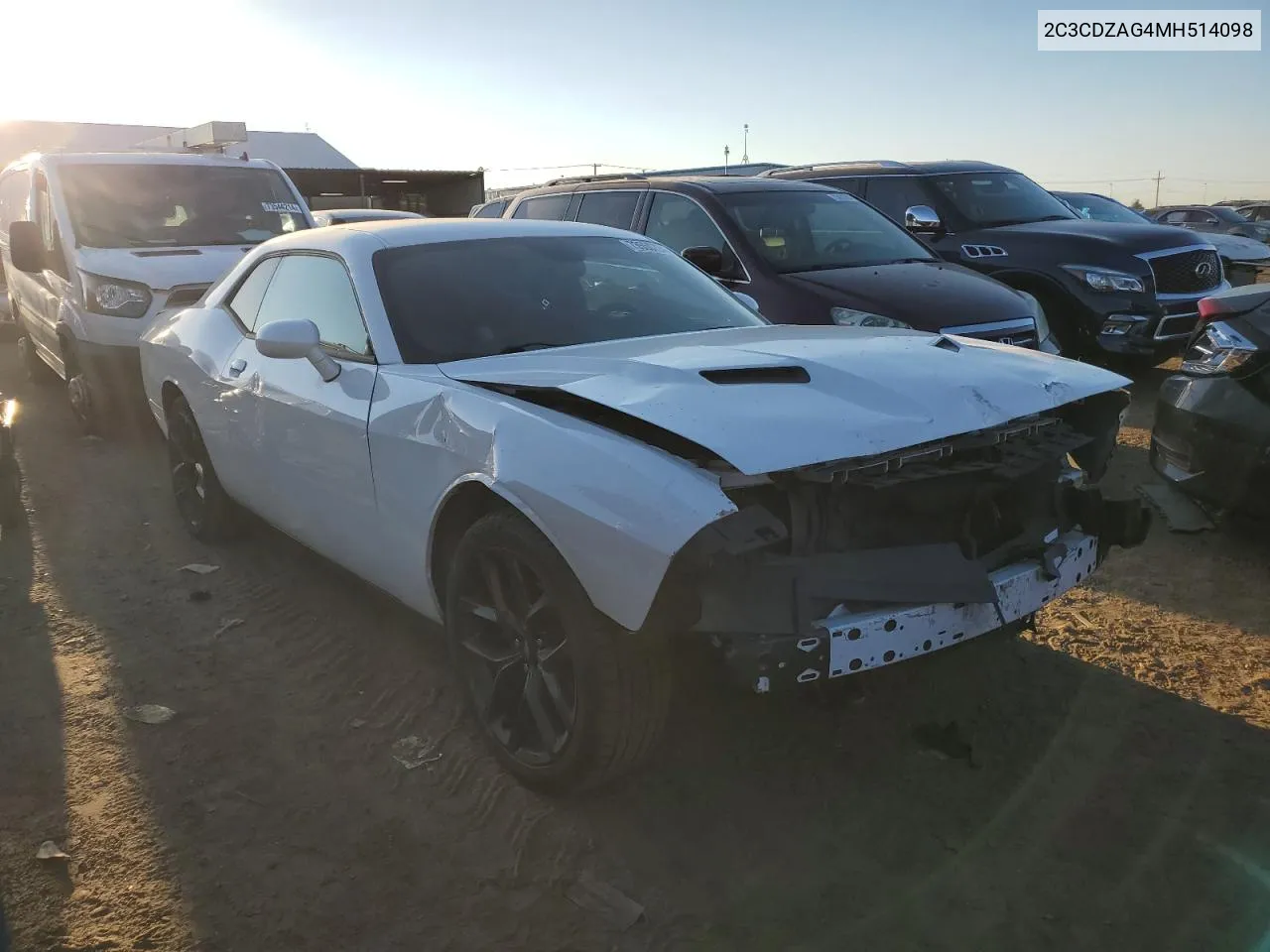 2021 Dodge Challenger Sxt VIN: 2C3CDZAG4MH514098 Lot: 73550724