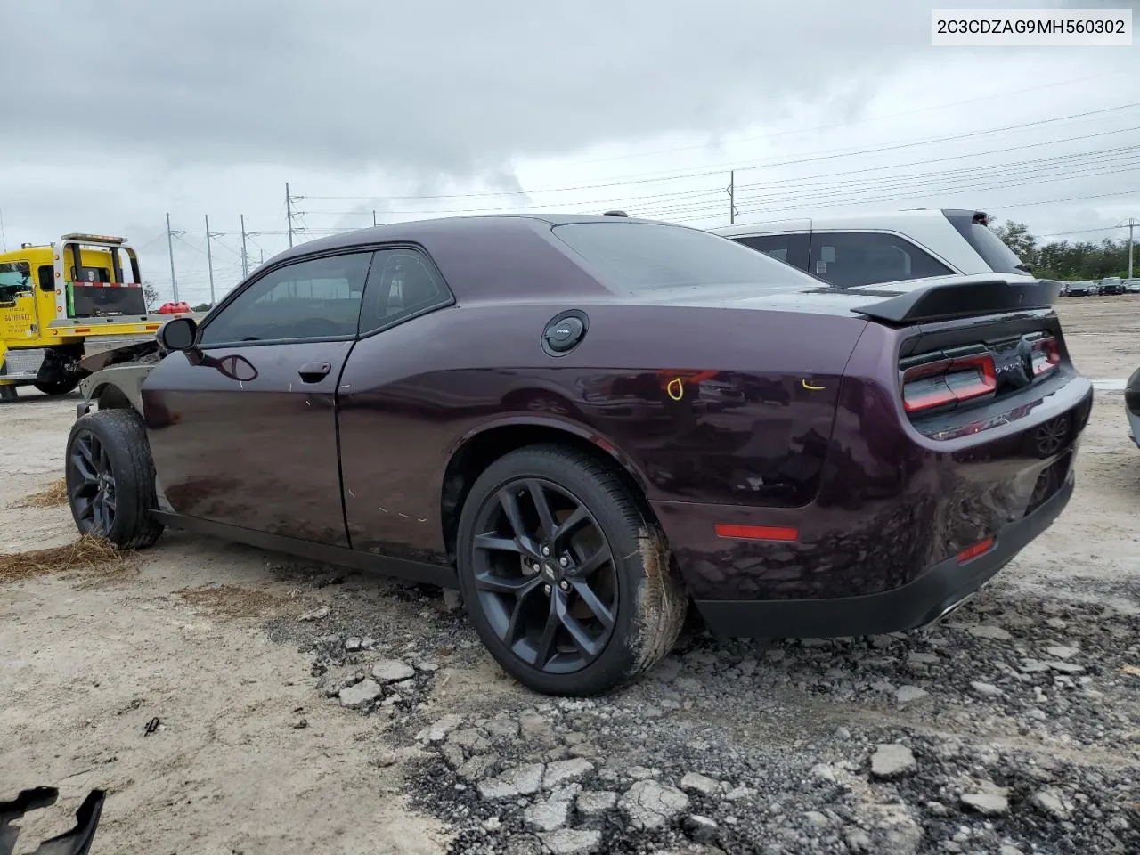 2021 Dodge Challenger Sxt VIN: 2C3CDZAG9MH560302 Lot: 73760954