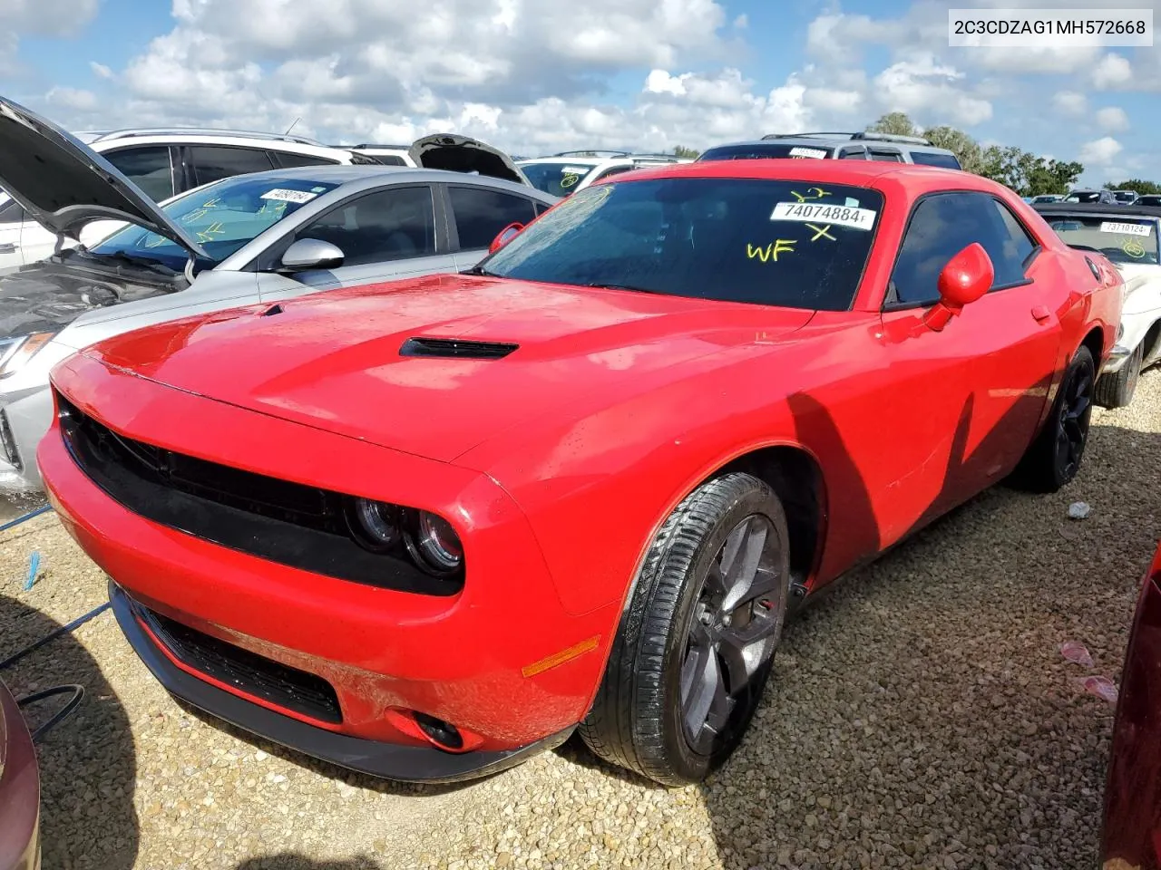 2021 Dodge Challenger Sxt VIN: 2C3CDZAG1MH572668 Lot: 74074884