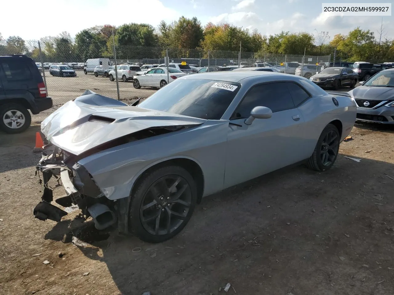 2021 Dodge Challenger Sxt VIN: 2C3CDZAG2MH599927 Lot: 74284934